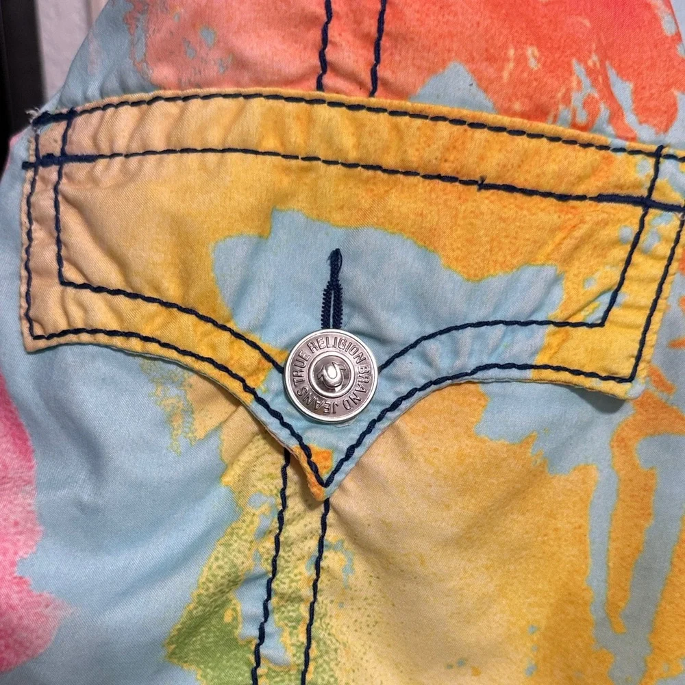 💙💖True Religion Tie Dye Y2K Board‎ Shorts Surf Dopamine 36